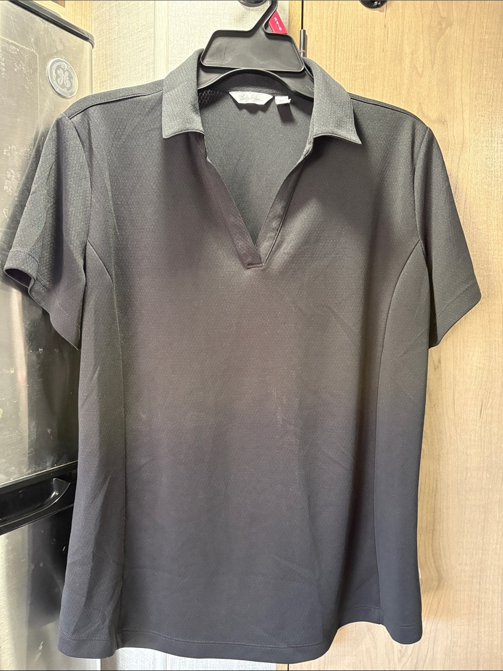 Lady Hagen Black Short-Sleeve Polo V-Neck Top